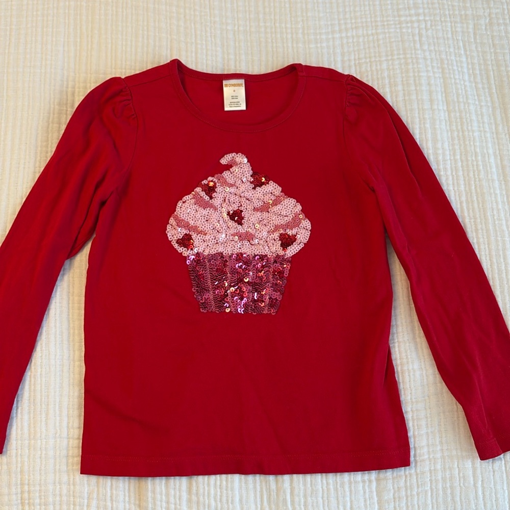 Red sequin cupcake Gymboree top